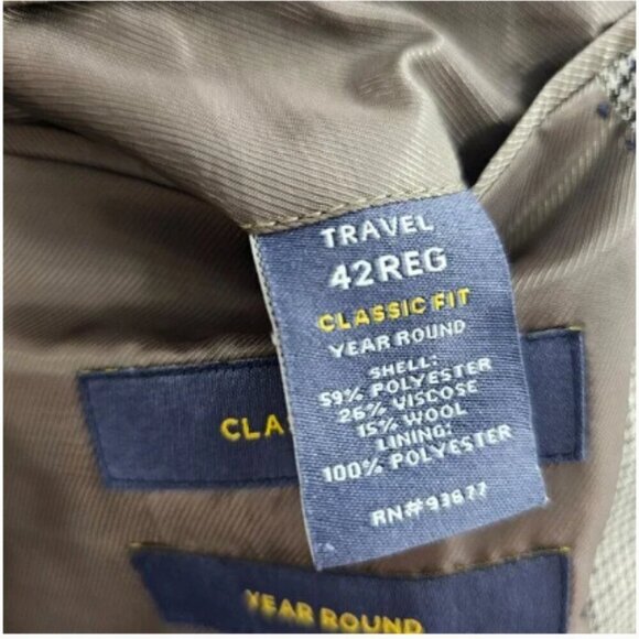 Stafford 42R Beige HT 2-Button Sport Coat Blazer Jacket P415 - Picture 11 of 11